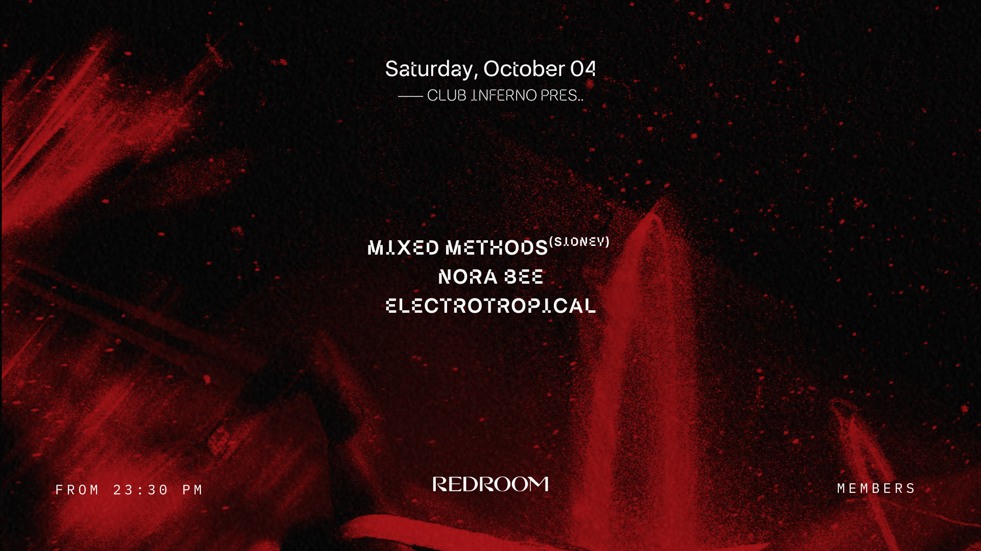 CLUB INFERNO W/ MIXED METHODS (from Sydney), NORABEE, ELECTROTROPICAL image