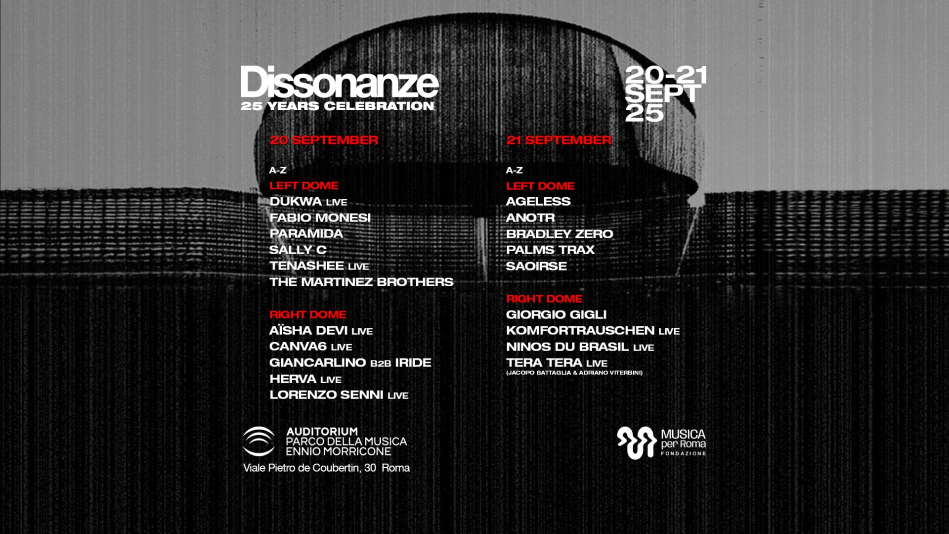 DISSONANZE 21/09 at AUDITORIUM-ROME // MARTINEZ  BROTHERS, ANOTR, PALMS TRAX and many more.... image