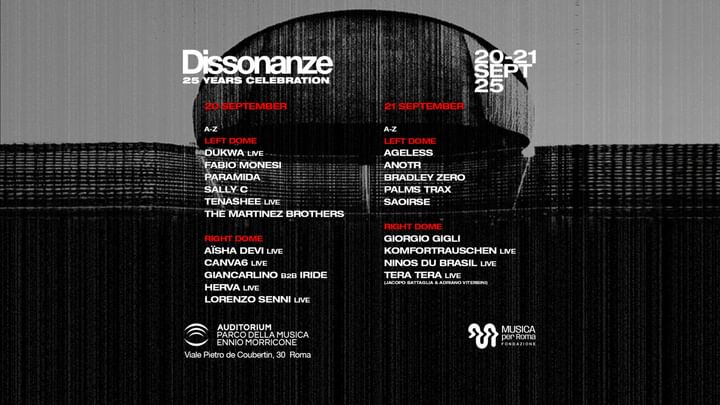 Cover for event: DISSONANZE 21/09 at AUDITORIUM-ROME // MARTINEZ  BROTHERS, ANOTR, PALMS TRAX and many more....