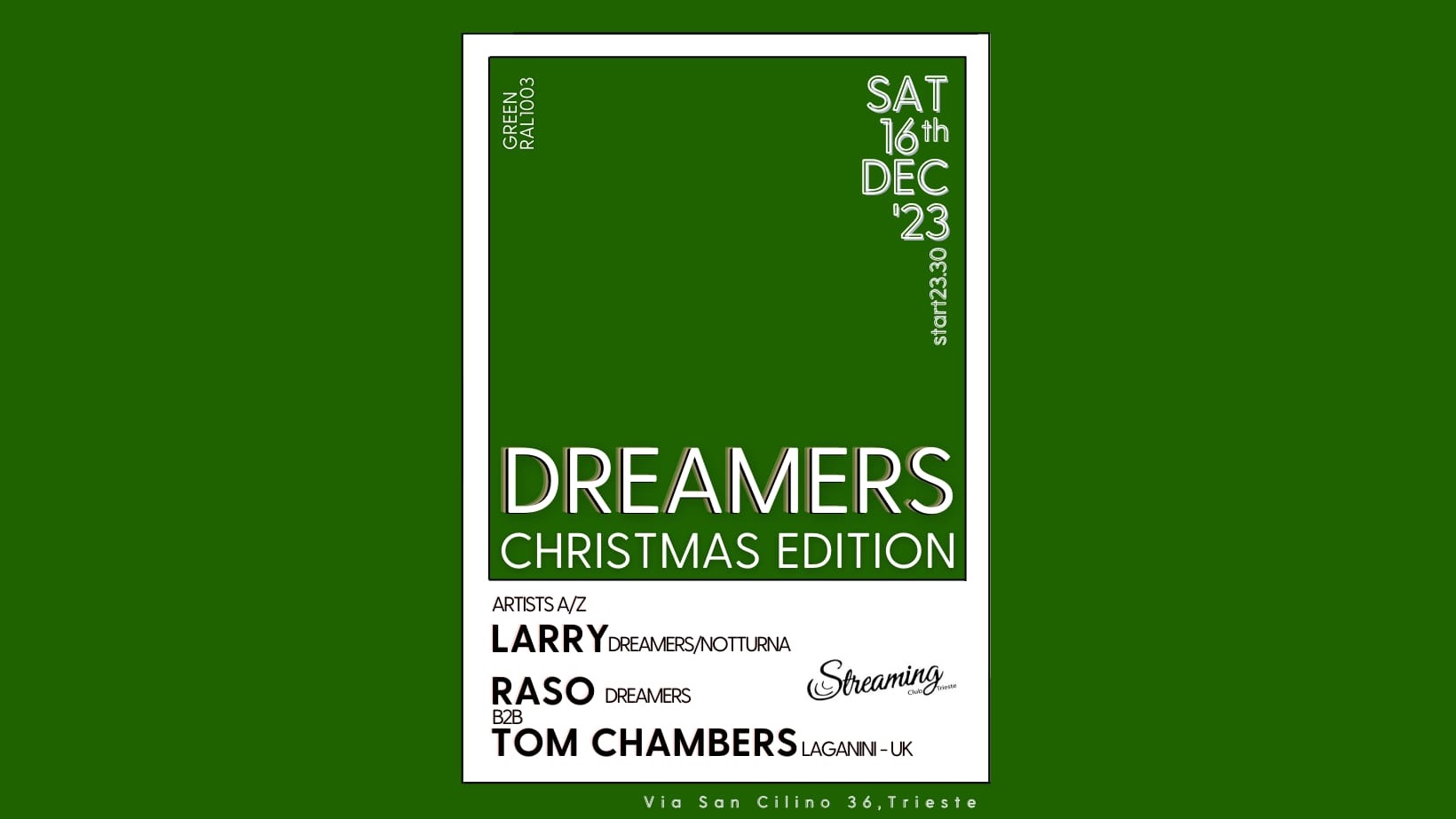 DREAMERS XMAS EDITION w/TOM CHAMBERS (UK) b2b RASO - LARRY  image