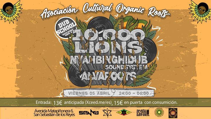 Cover for event: Dub School Madrid - 10000Lions, Nyahbinghidub & Alvaroots