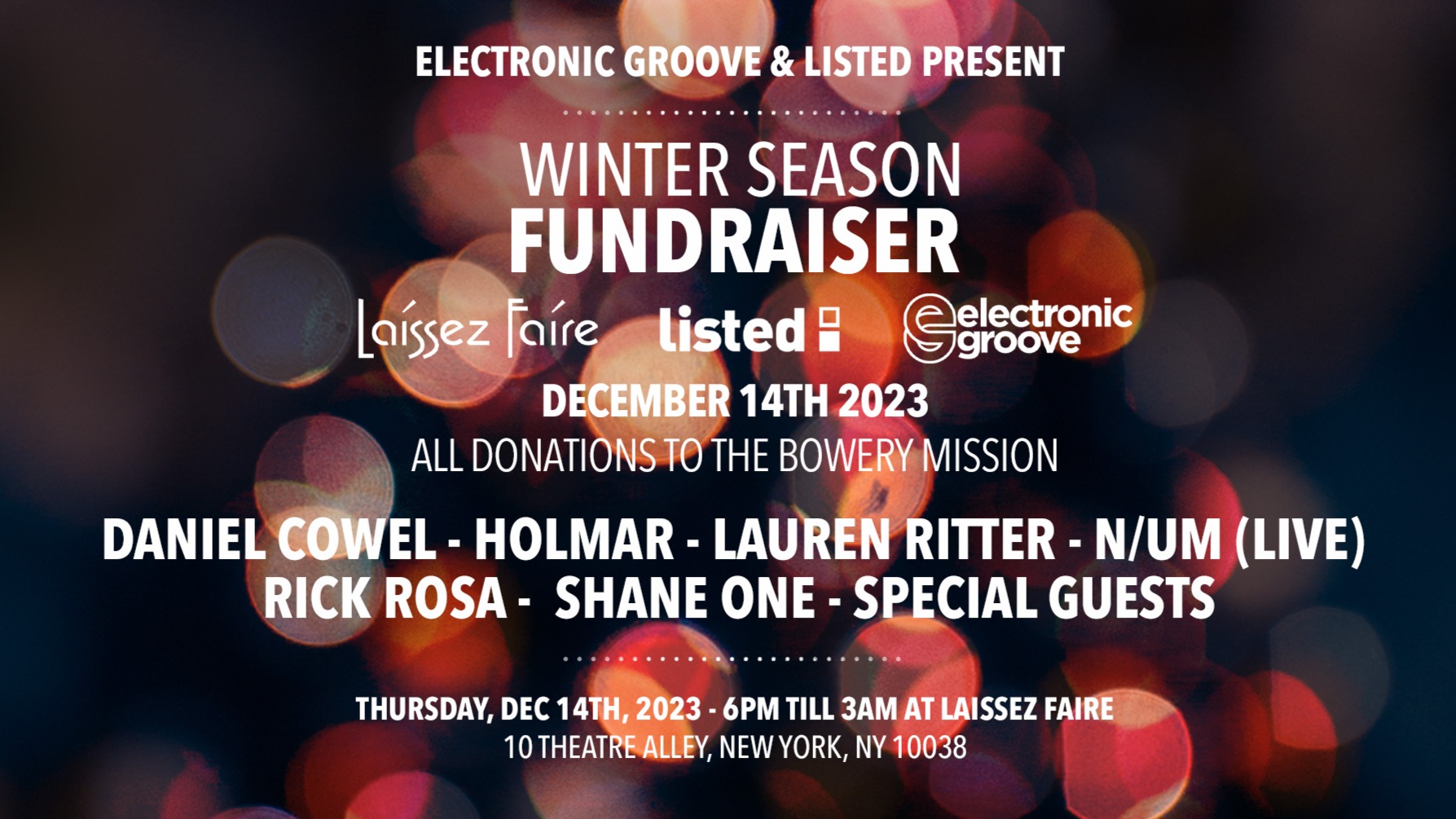 Electronic Groove & Listed present Winter Season Fundraiser image