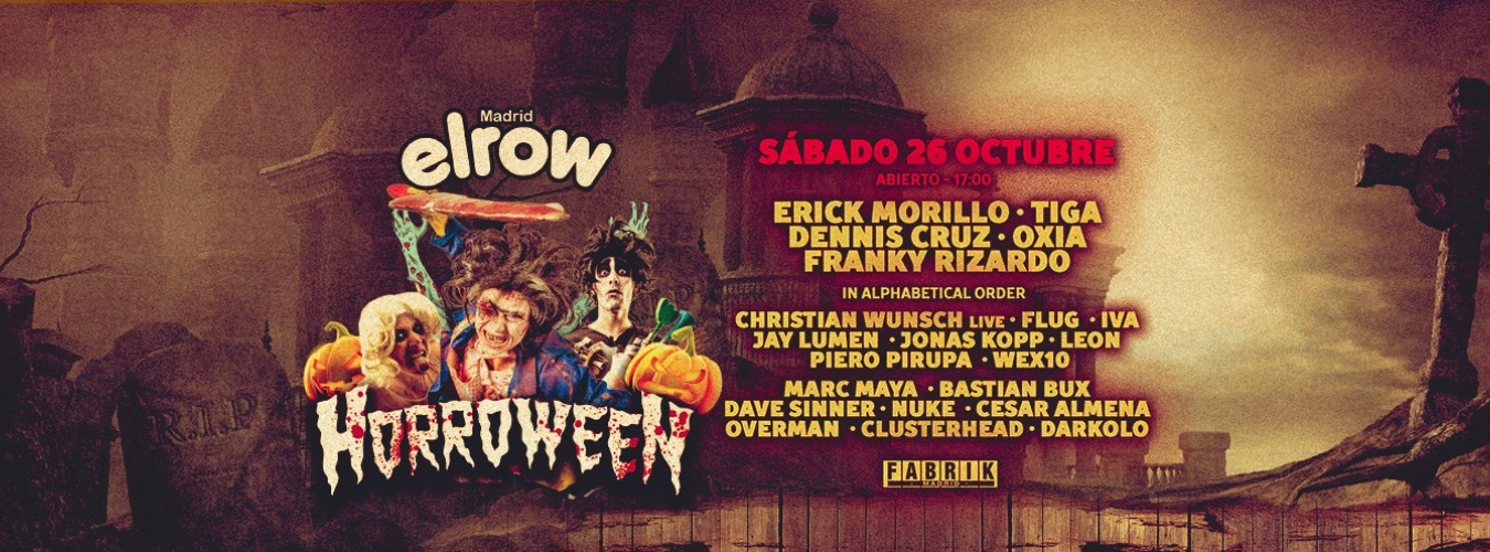 elrow Halloween: Horroween | Erick Morillo, Tiga, Dennis Cruz, Oxia & Franky Rizardo image