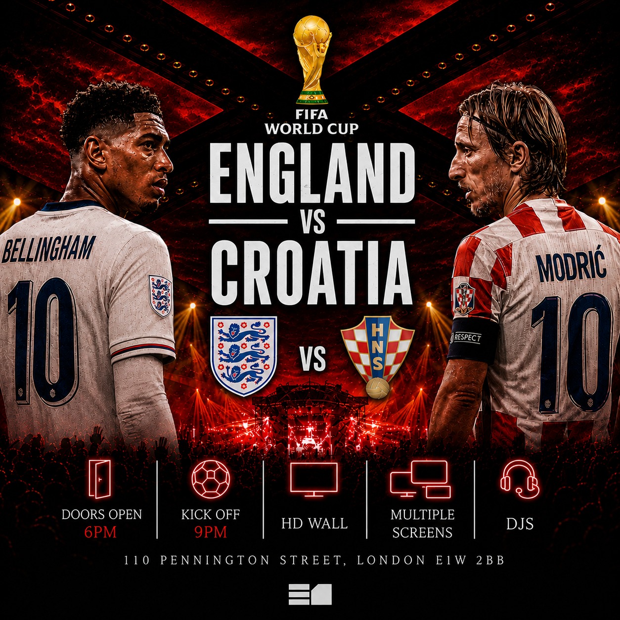 England vs Croatia - Game on. Party after image