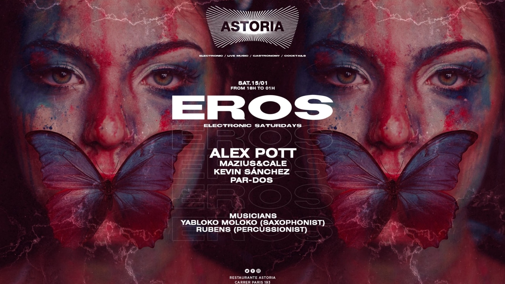 EROS pres: Electronic saturdays w/ Alex Pott (Dj's, Saxo & Percussion Live)
