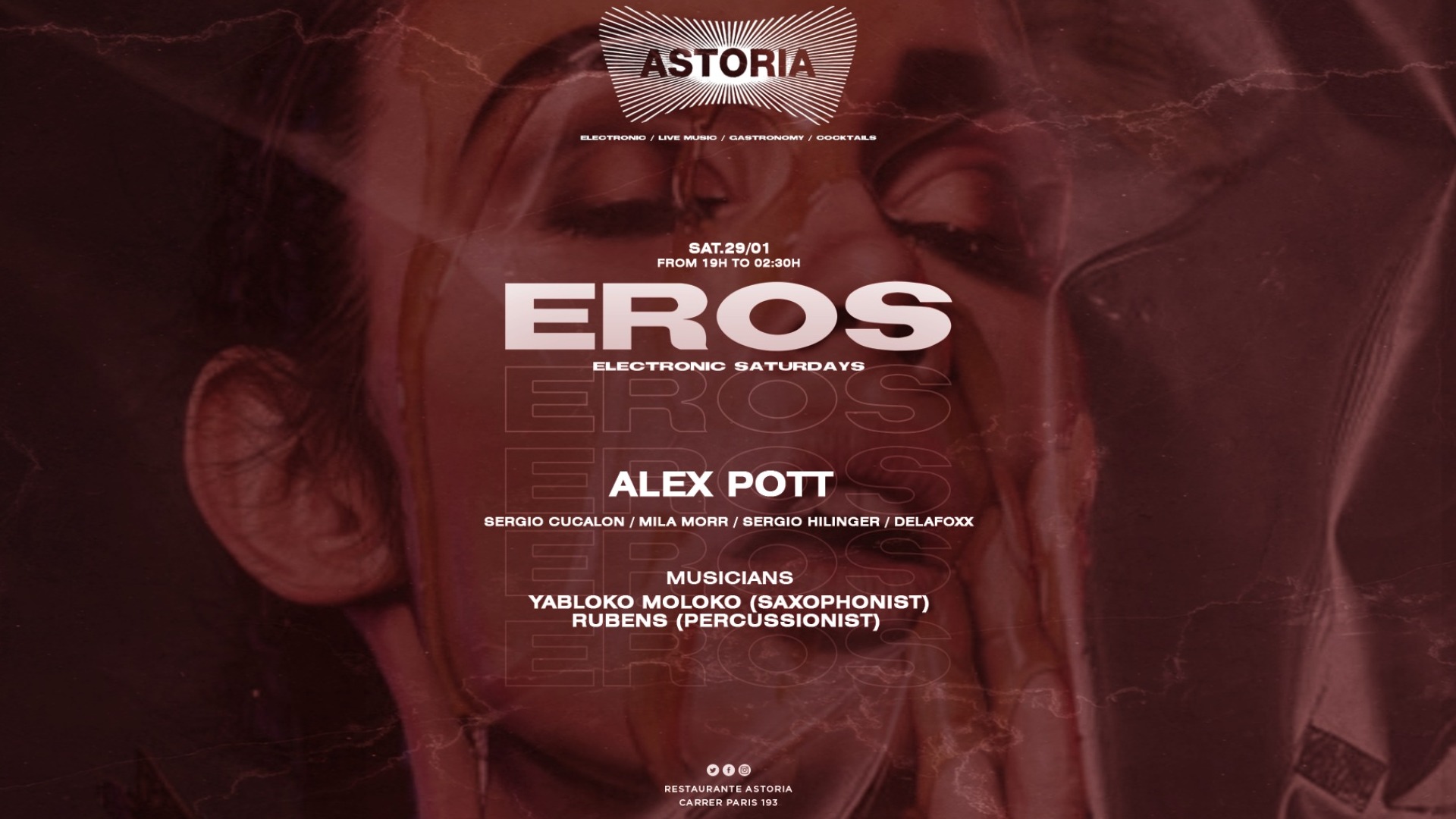 EROS pres: Electronic saturdays w/ Alex Pott (Dj's, Saxo & Percussion Live) image