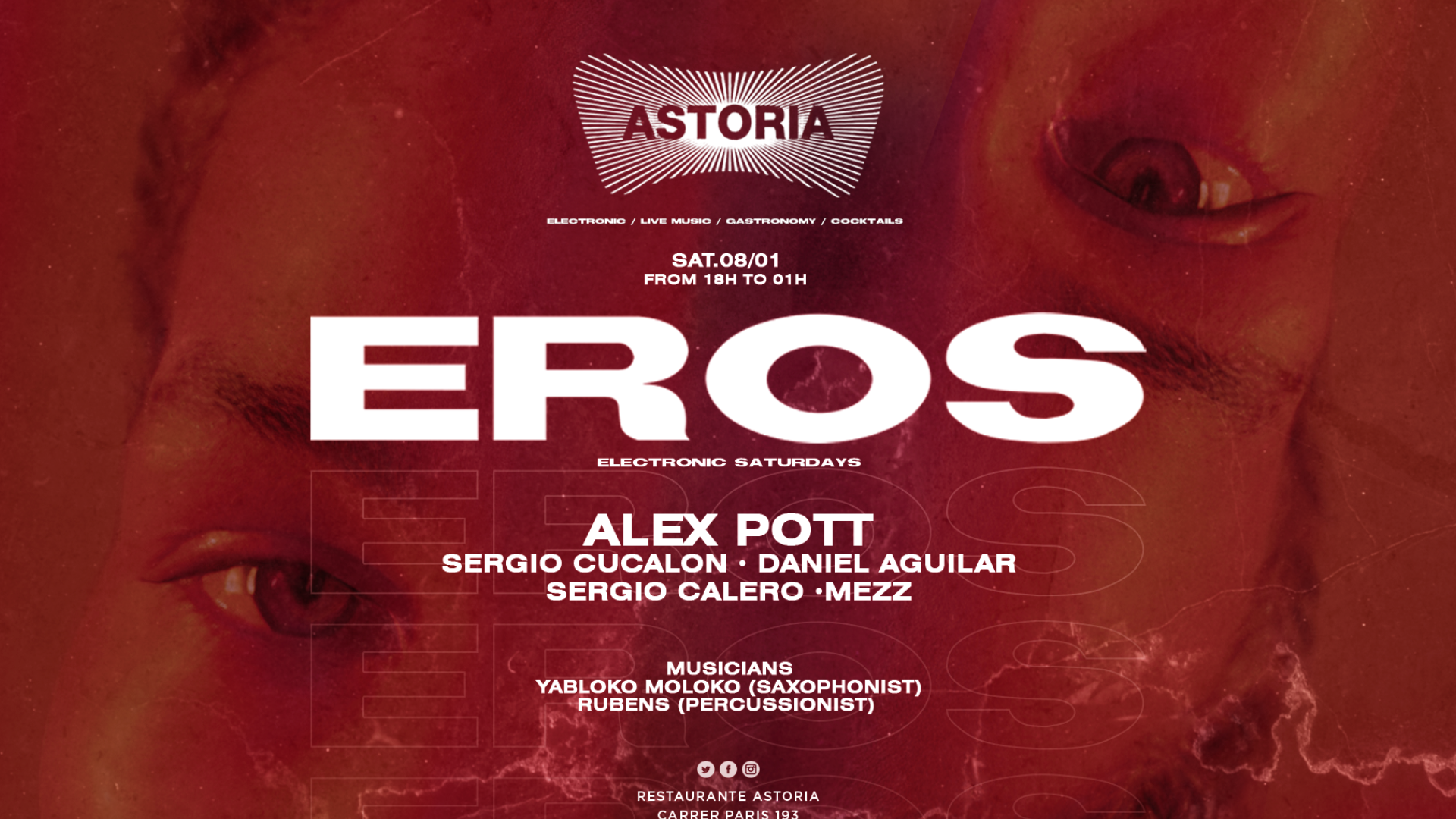 EROS pres: Electronic saturdays w/ Alex Pott (Dj's, Saxo & Percussion Live) image