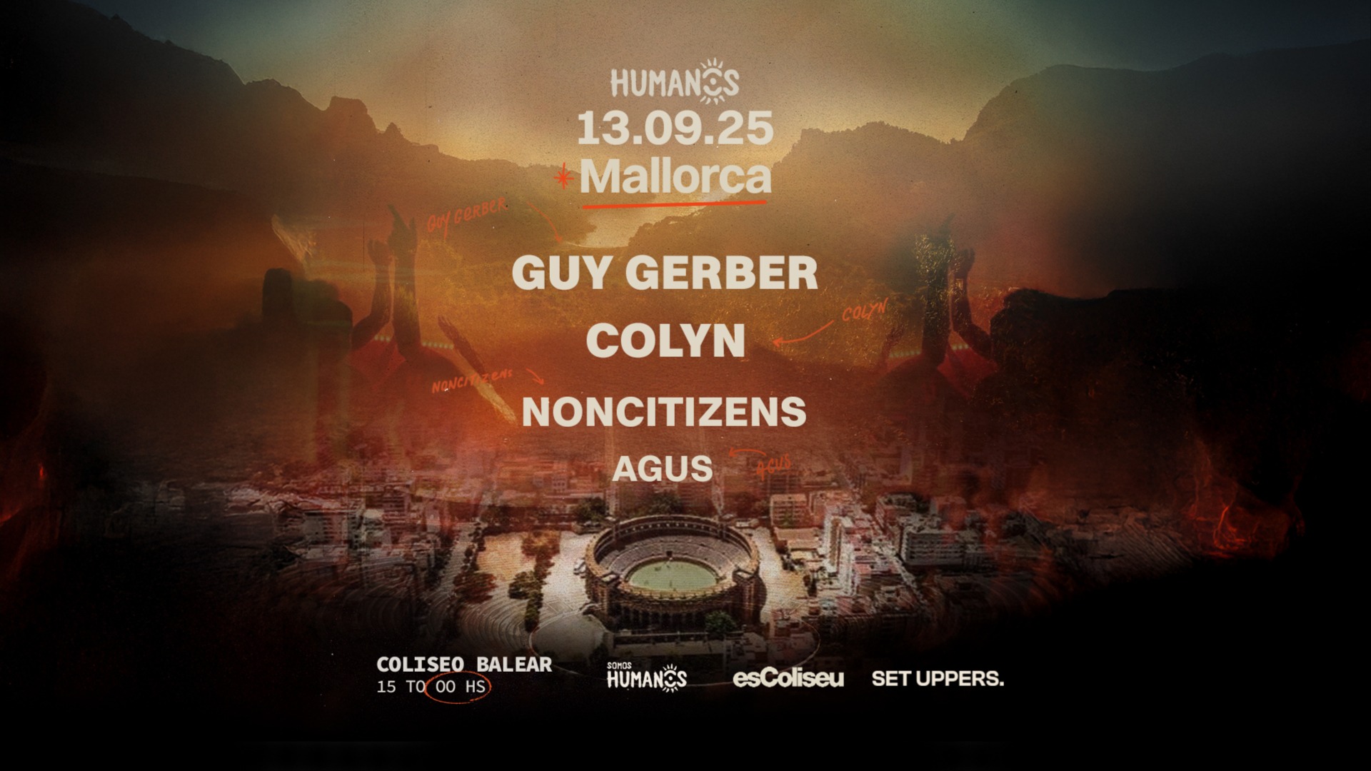 esColiseu presenta: HUMANOS Mallorca c/ GUY GERBER, COLYN, NONCITIZENS & Agus image