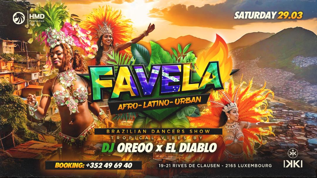 FAVELA - 100% LATINO - AFRO-Eventplakat