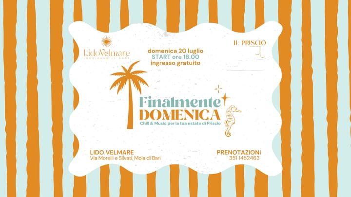 Cover for event: FINALMENTE DOMENICA @ Lido Velmare