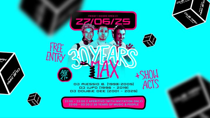 Cover for event: FR 27.6. 30 YEARS OF MUSIC & PEOPLE (21+)