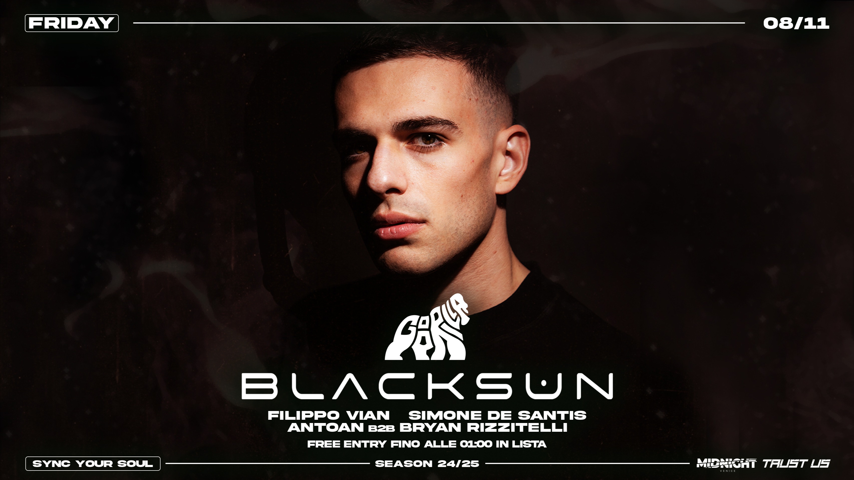Fri 08.11 • w/ BLACKSUN • Free Entry until 01.00