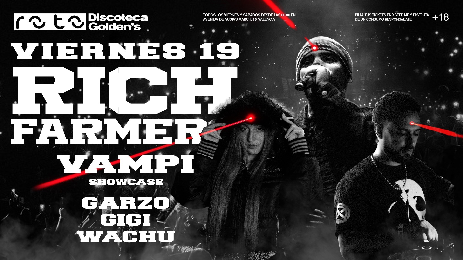 FRIDAY 19/12 RICH FARMERS: VAMPI, GIGI & GARZO image