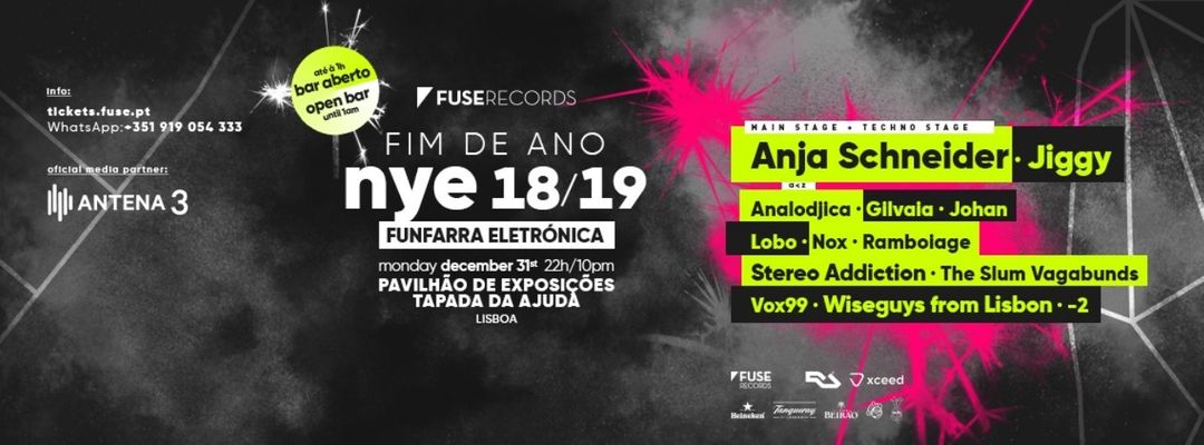Capa do evento Fuse Funfarra Eletrónica - NYE 18/19 w/ Anja Schneider & More + open bar