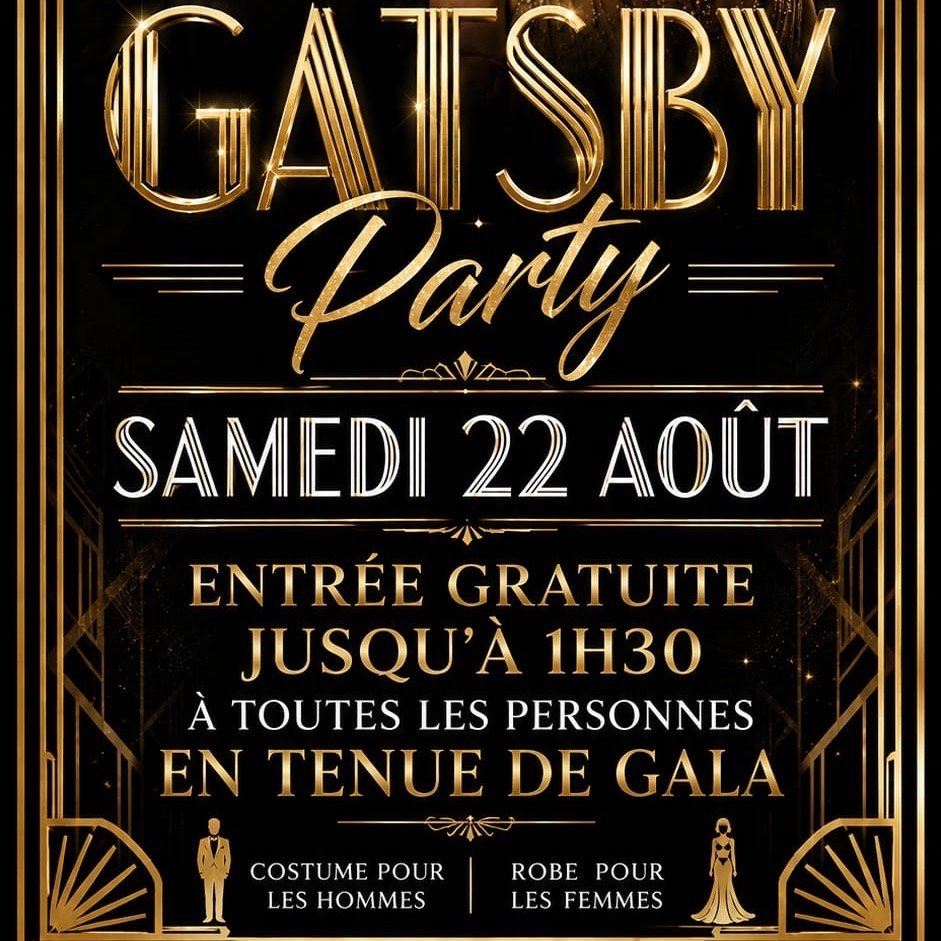Affiche de la soirée Gatsby au Hïght, boîte de nuit à Carnac