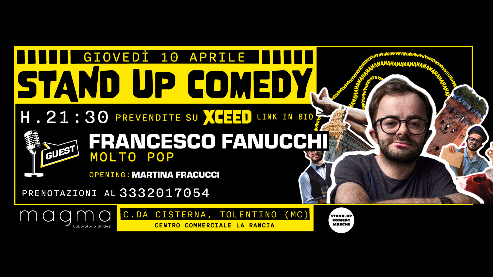 GIOVEDÌ 10 APRILE - FRANCESCO FANUCCHI presenta MOLTO POP - STAND UP COMEDY al MAGMA