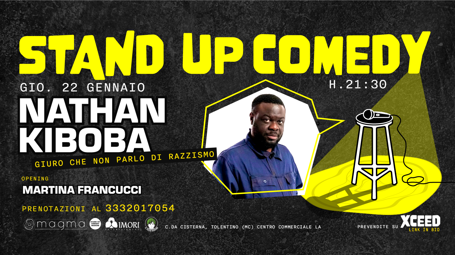 GIOVEDÌ 22 GENNAIO - NATHAN KIBOBA - STAND UP COMEDY at MAGMA image
