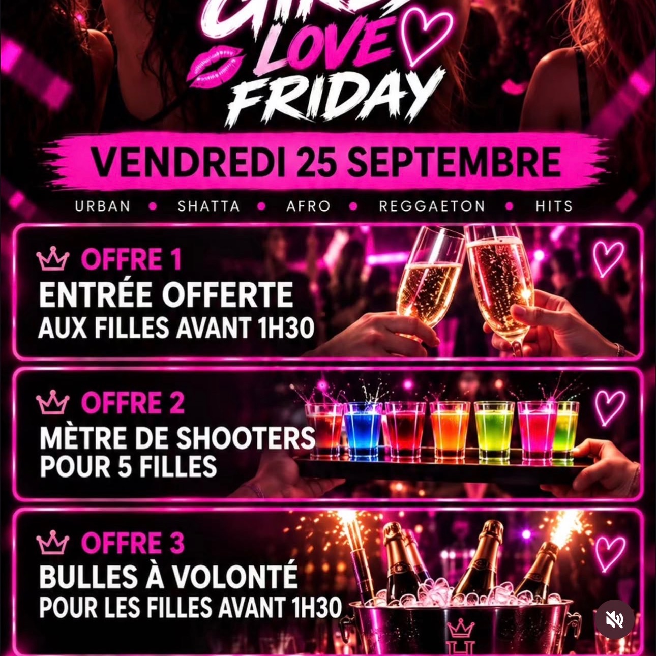 Affiche de la soirée Girls Love Friday au Hïght, boîte de nuit à Carnac