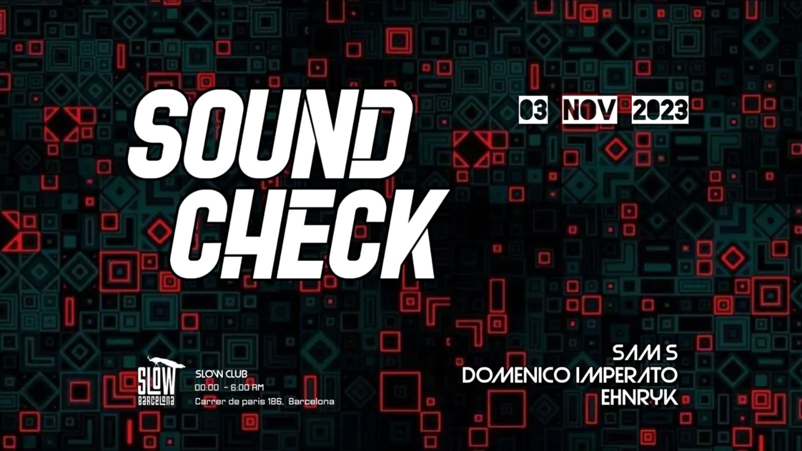 Glamour Freaks presents Soundcheck: Sam S + Domenico Imperato + Ehnryk image