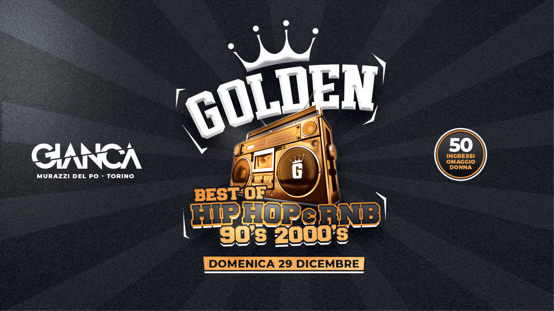 GOLDEN - Dom. 29 Dic - Only HipHop Rnb 90s 2000s 