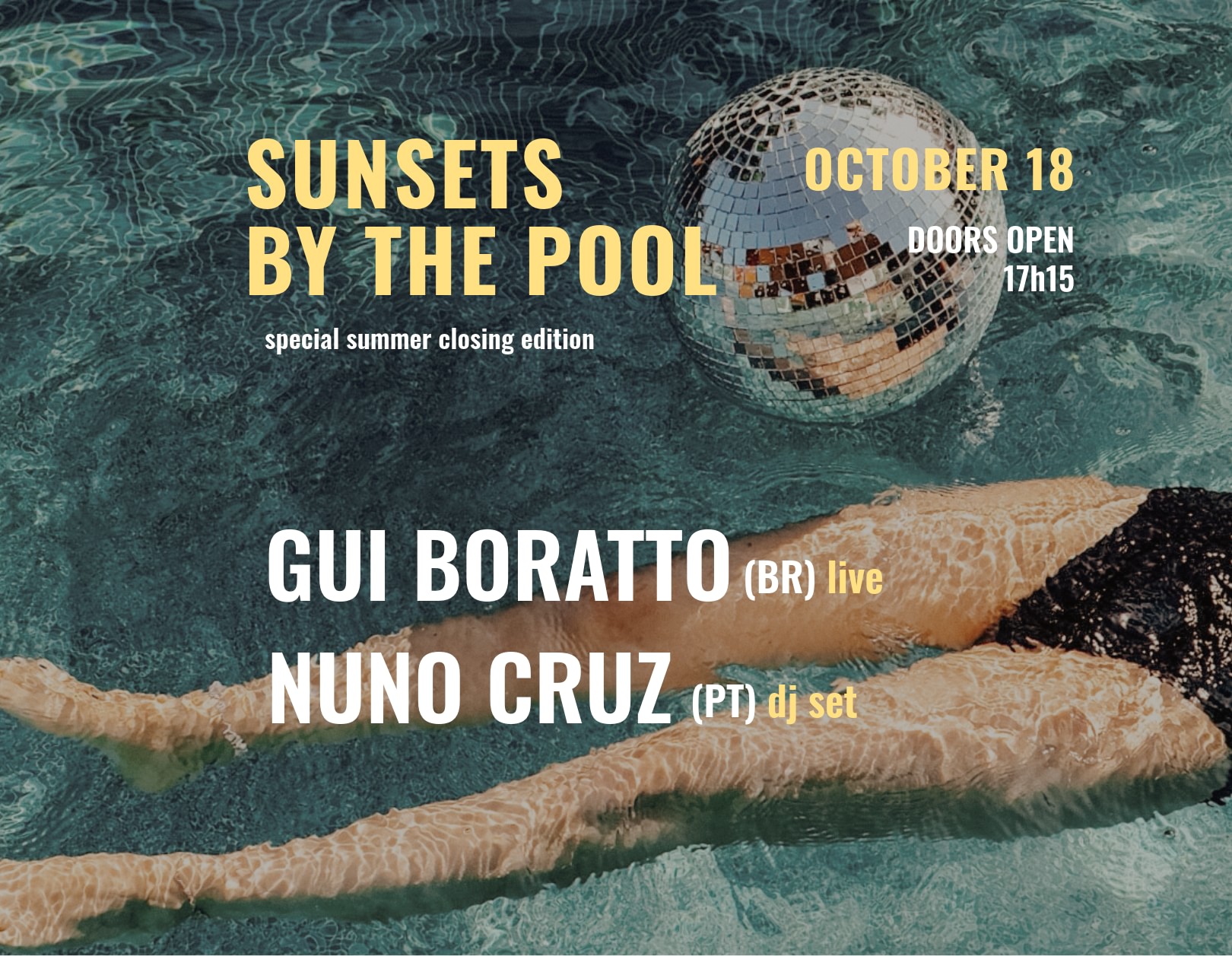 Gui Boratto (live) + Nuno Cruz (DJ Set) - Sunsets by the Pool image