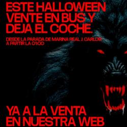 Cartel de Halloween: Bus lanzadera (Marina Sur-Valencia -> Spook)