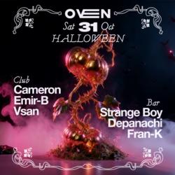 Cartel de HALLOWEEN Cameron + V San + Amir-b / Bar: Strange Boy + Depanachi + Fran-K