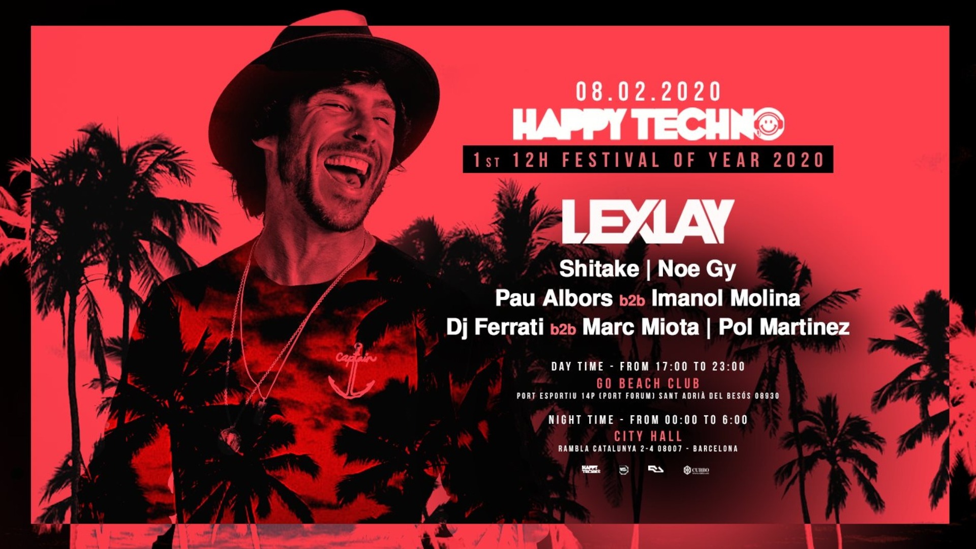 Happy Techno 1st 12h Festival of 2020 at Go Beach + City Hall image