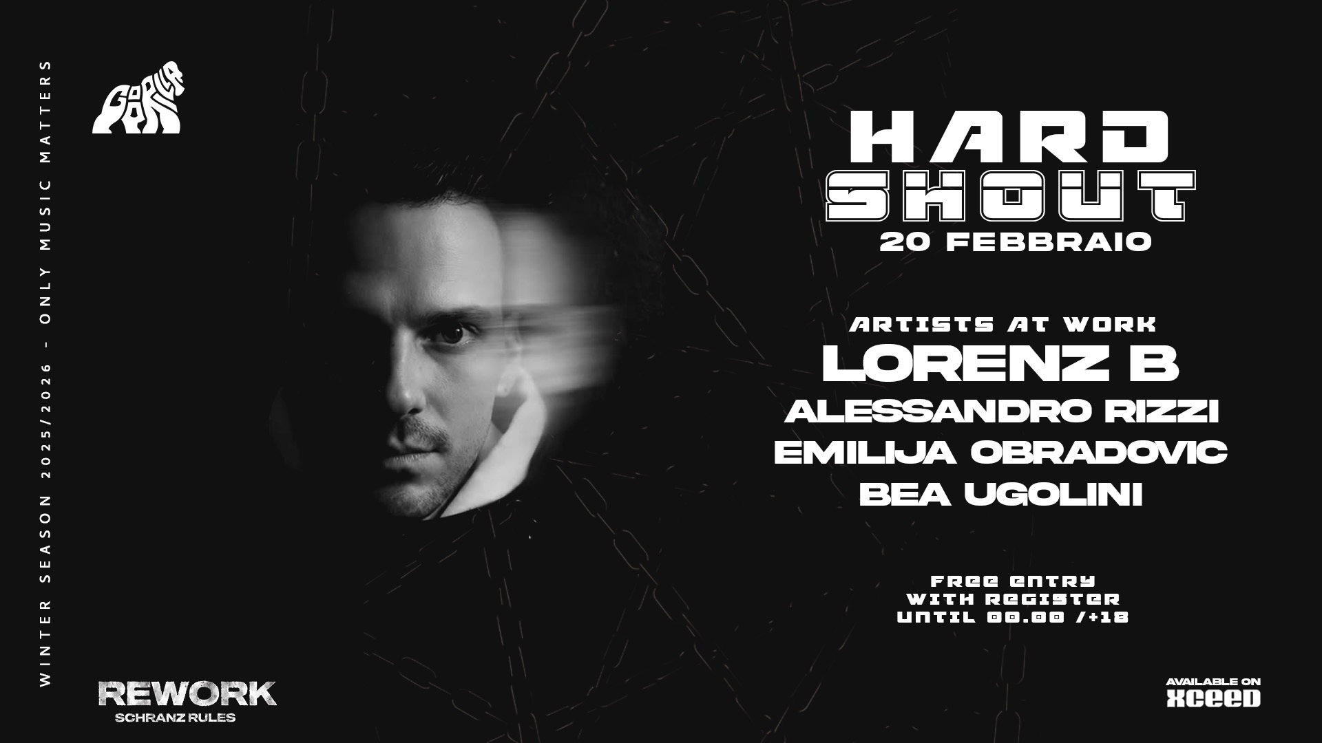 HARD SHOUT x REWORK • VENEDI' 20 FEBBRAIO • GOORILLA CLUB  image
