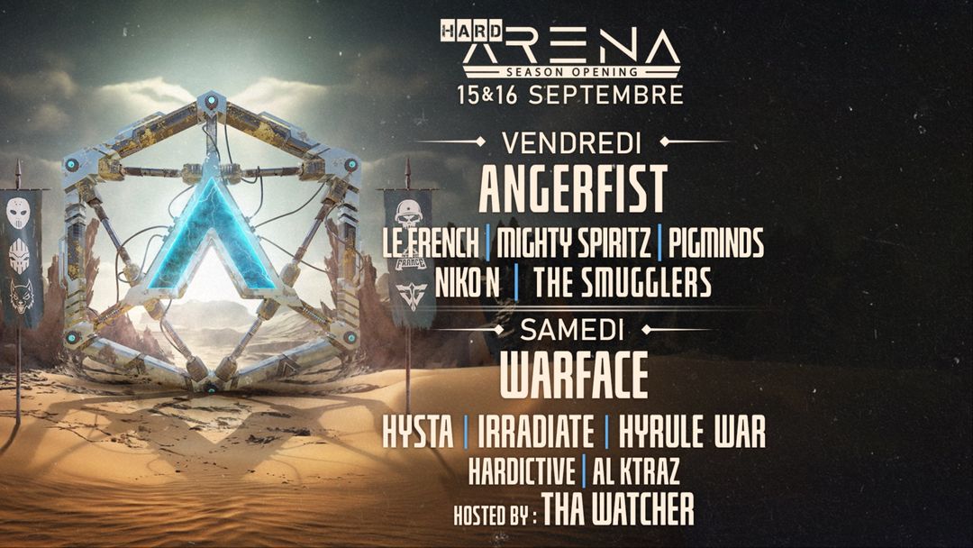 Cartell de l'esdeveniment HARDARENA - Opening Saison w/ Angerfist, Hysta, Warface, Irradiate, Hyrule War....