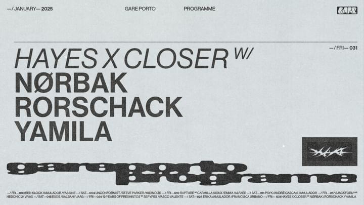 Cover for event: Hayes x Closer with Nørbak, Rorschack & Yamila