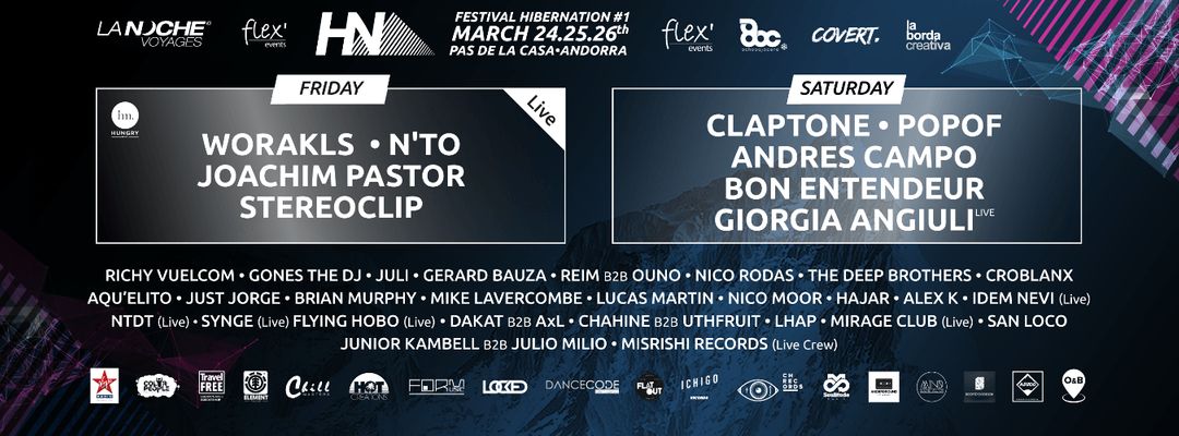 Capa do evento Hibernation Festival #1 | Worakls · N'To · Claptone · POPOF