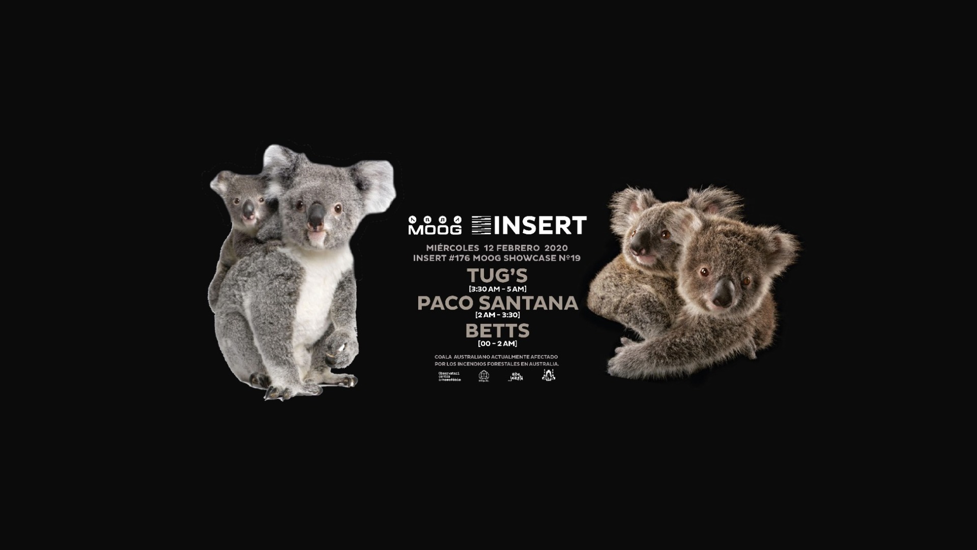 INSERT Nº176 MOOG Showcase 20 presents TUG'S, PACO SANTANA, BETTS. image