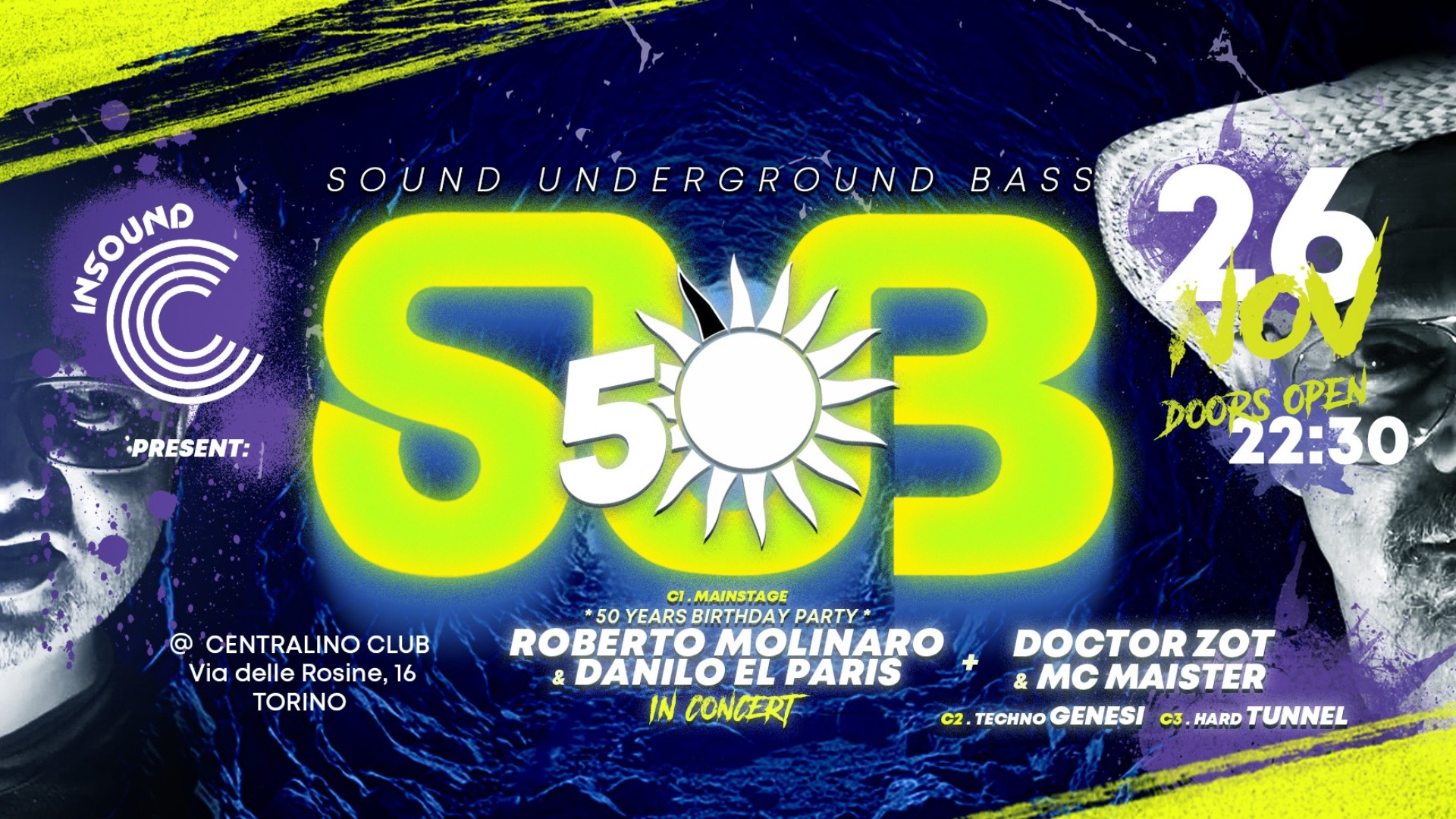 INSOUND pres. SUB / MOLINARO 50 B-day Party / GENESI C2 @ Centralino Club image