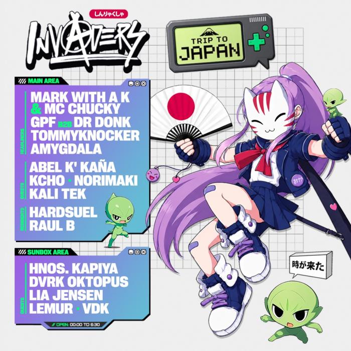 Cartel de INVADERS "TRIP TO JAPAN" en Spook Club