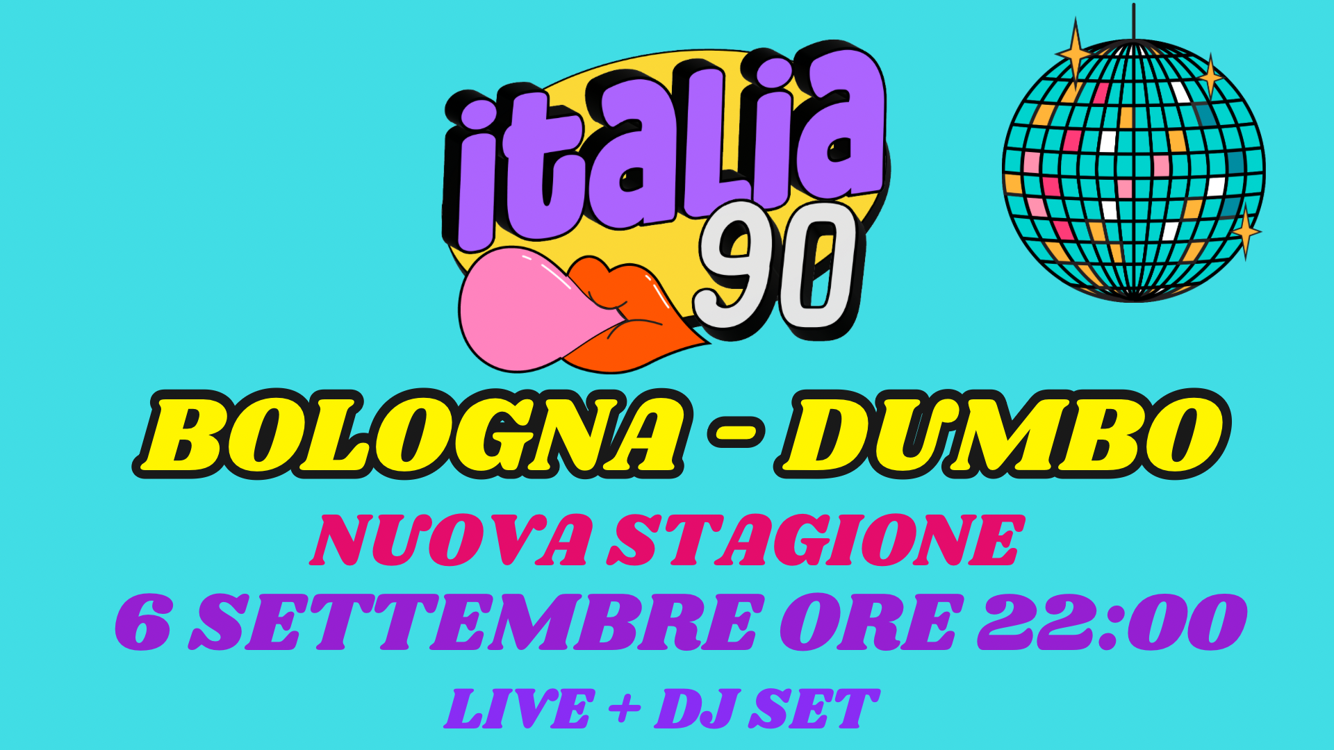 ITALIA 90 PARTY BOLOGNA a DUMBO - live anni 90 + dj set | 6 SETTEMBRE ORE 22:00