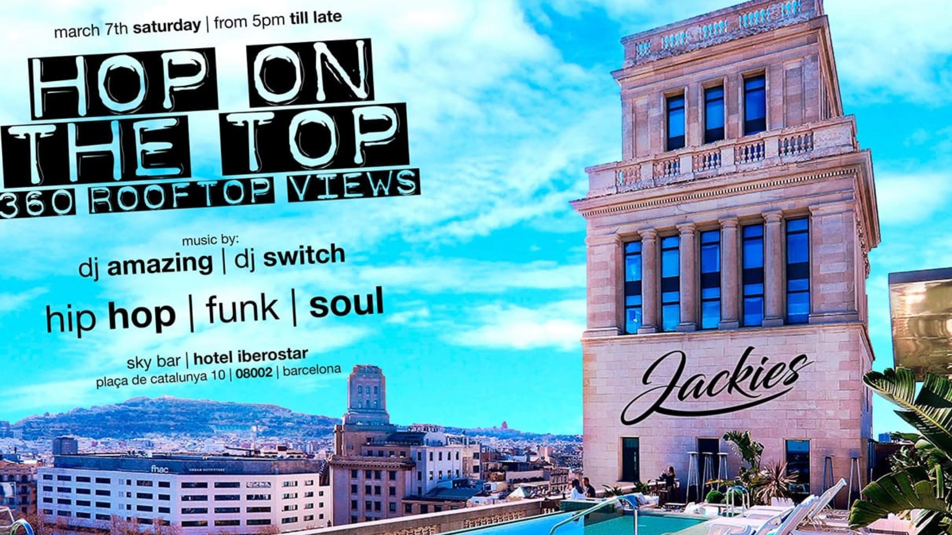 Jackies pres: Hop On The Top - Hip Hop, Funk & Soul - 360º Rooftop Views 