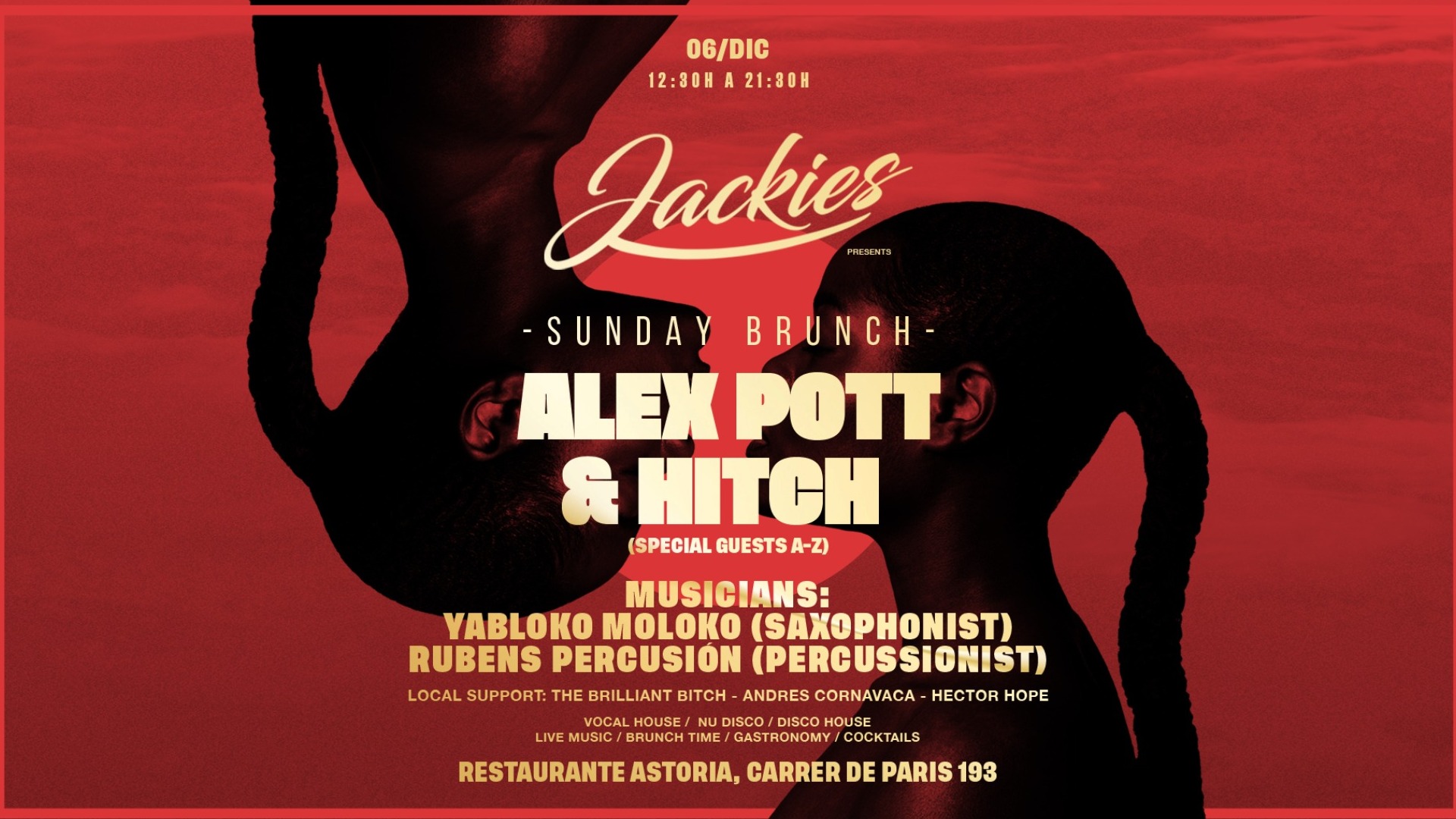 Jackies pres: Sunday Brunch w/ Alex Pott & Hitch (Dj's, Saxo & Percussion Live) image