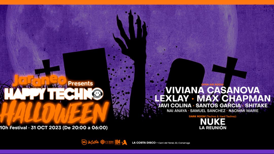 Capa do evento Jaraneo presents Happy Techno 'Halloween Edition'Open Air at La Costa Disco Tarragona