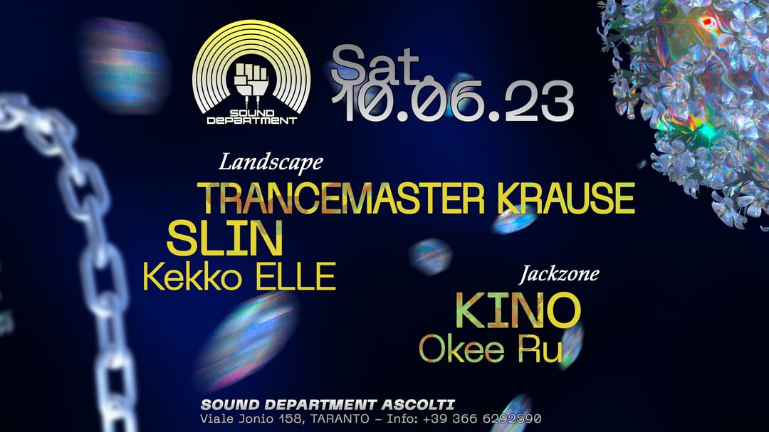Cartel del evento June 10th SOUND DEPARTMENT W/ TRANCEMASTER KRAUSE, SLIN & KINO