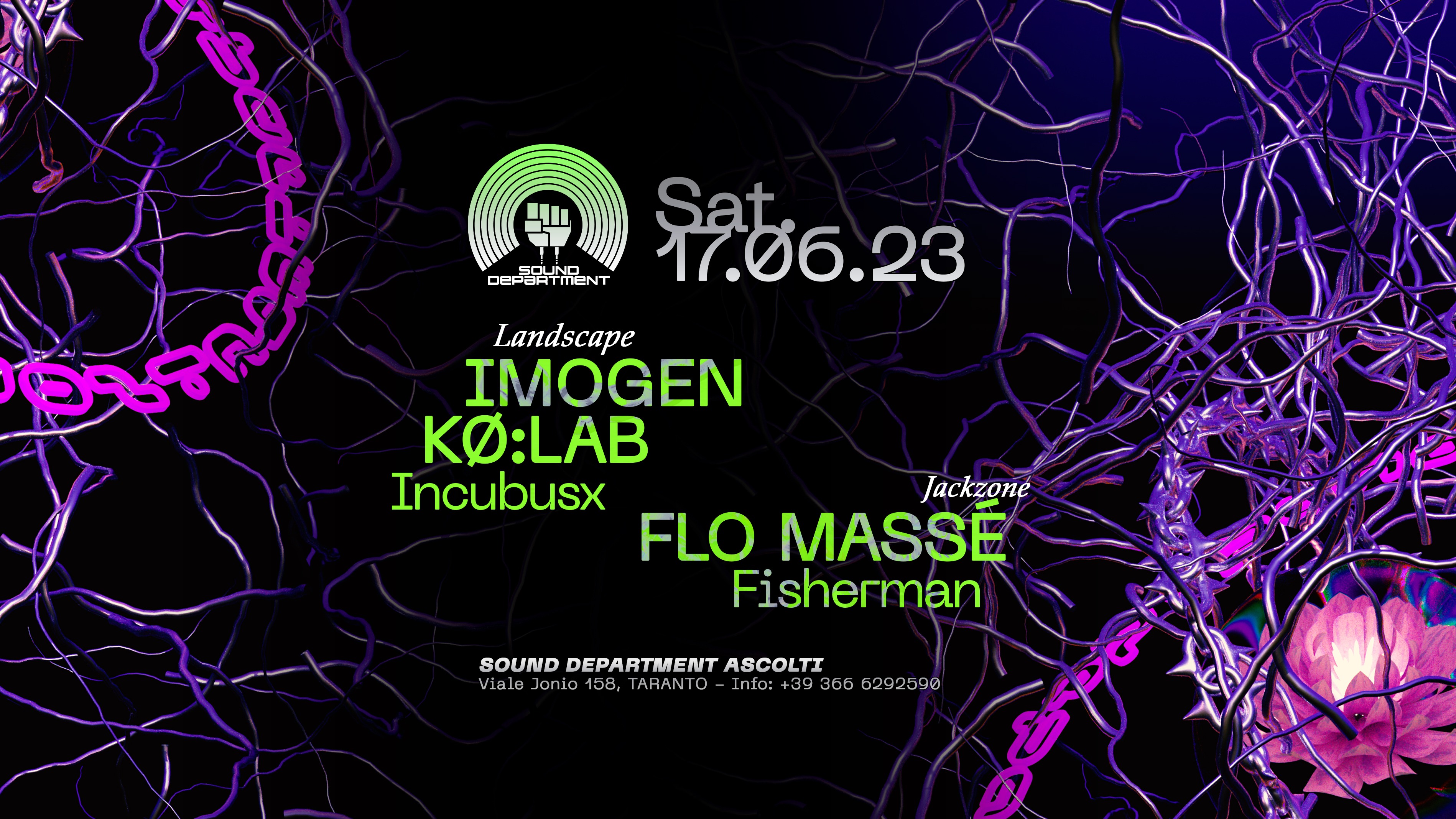 June 17 Sound Department w/ IMOGEN, K0:LAB and FLO MASSE' image