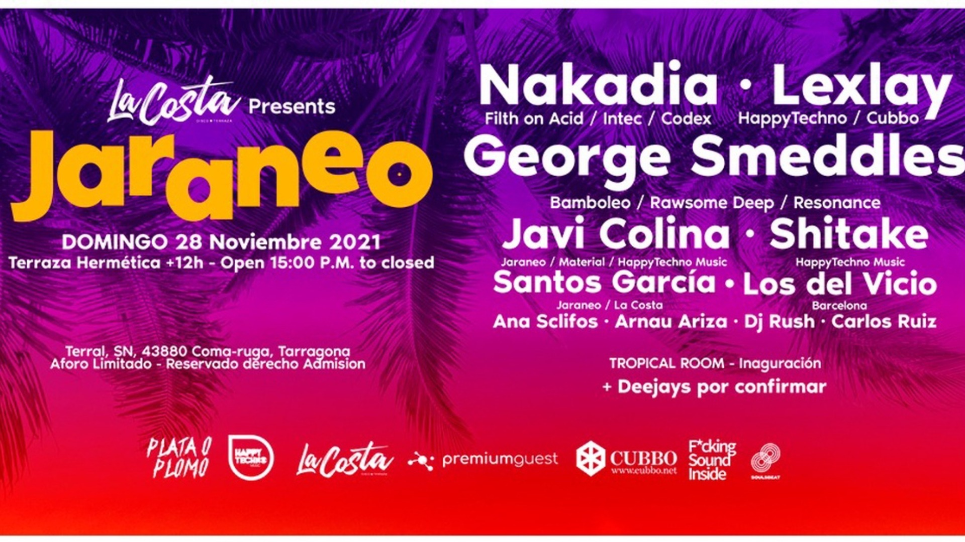 La Costa presenta JARANEO 12h Festival! NAKADIA / LEXLAY / GEORGE SMEDDLES & more! image