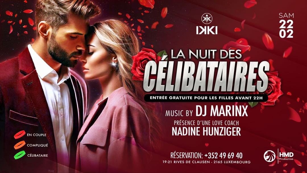Cartell de l'esdeveniment LA NUIT DES CELIBATAIRES - 22/02 - IKKI Luxembourg