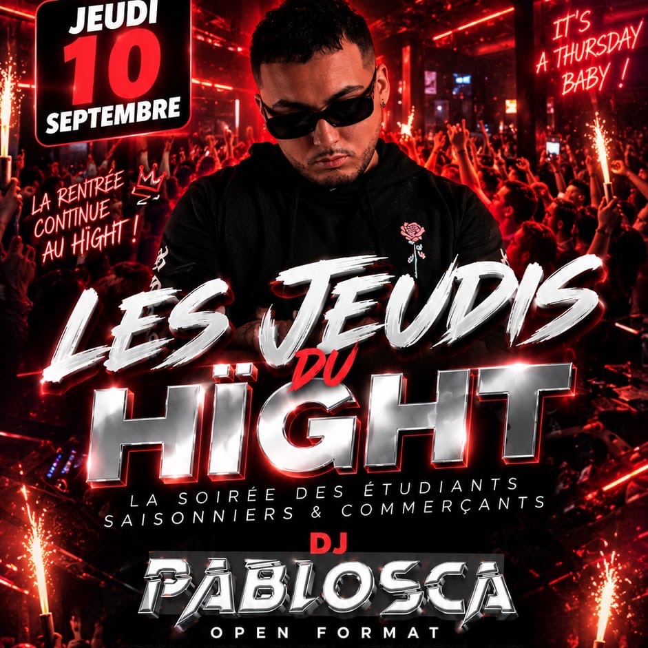 Affiche de la soirée Soirée Étudiante (Ouvert À Tous) au Hïght, boîte de nuit à Carnac