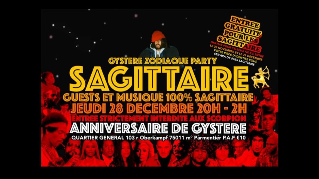 Cartel del evento La Zodiaque 100% SAGITTAIRE