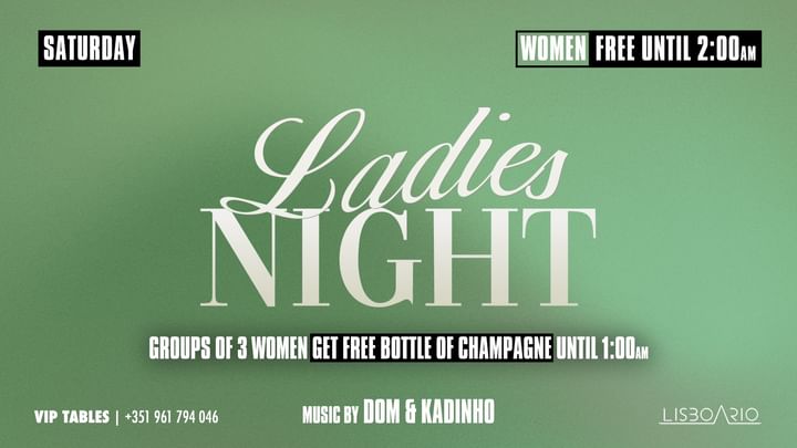 Cover for event: Ladies Night | Girls free until 1h30am 