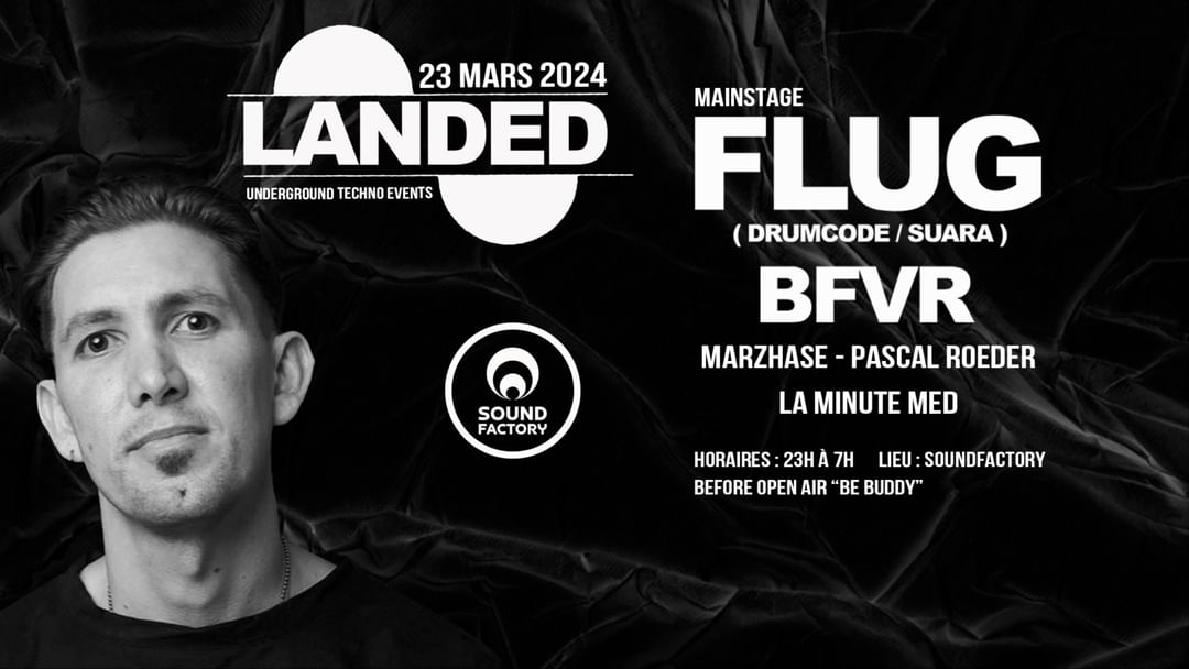 Landed Invite : Flug & Bfvr - Sound Factory-Eventplakat