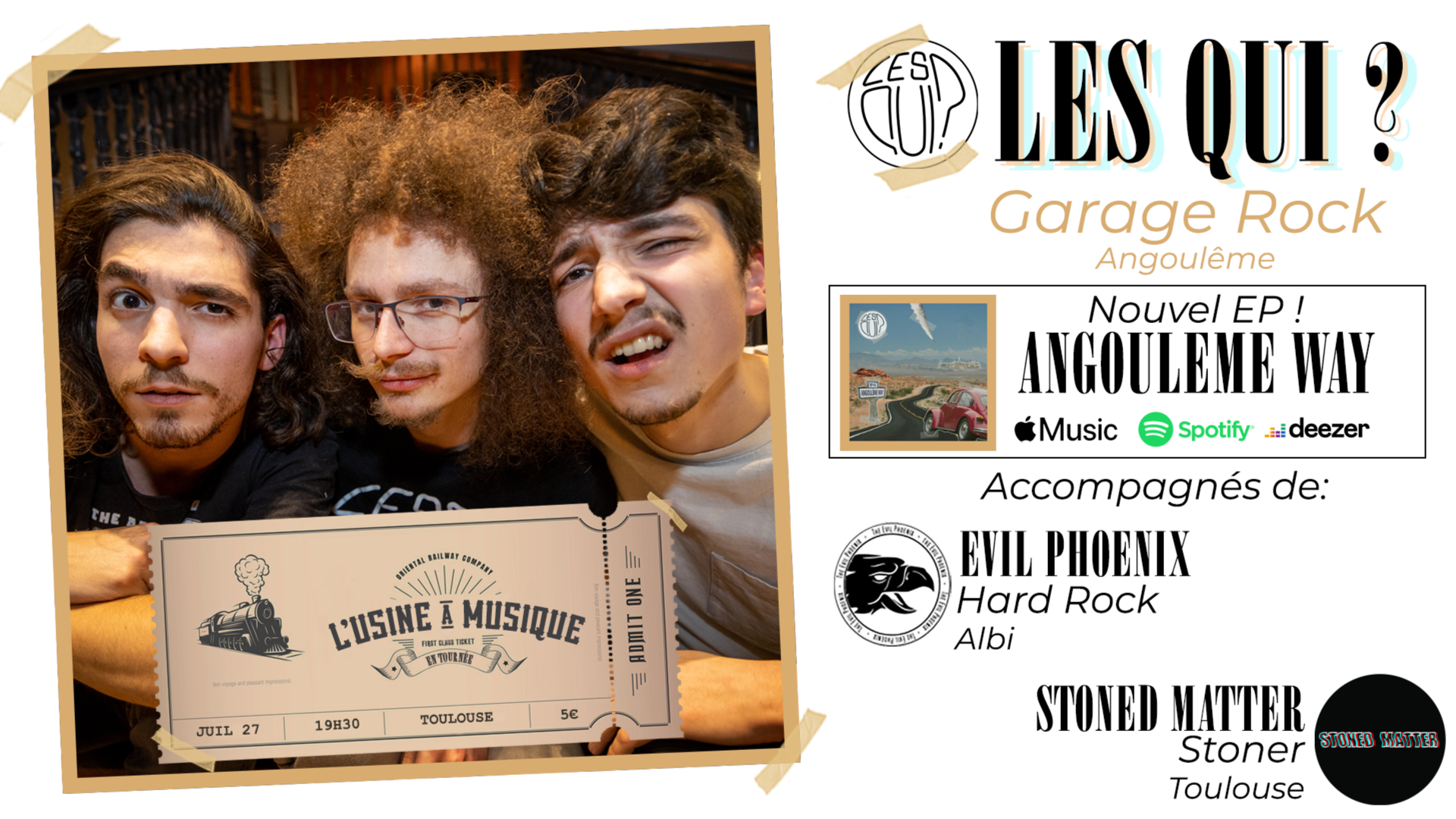 Les Qui ? x Evil Phoenix x Stoned Matter à L'Usine à Musique (Toulouse)