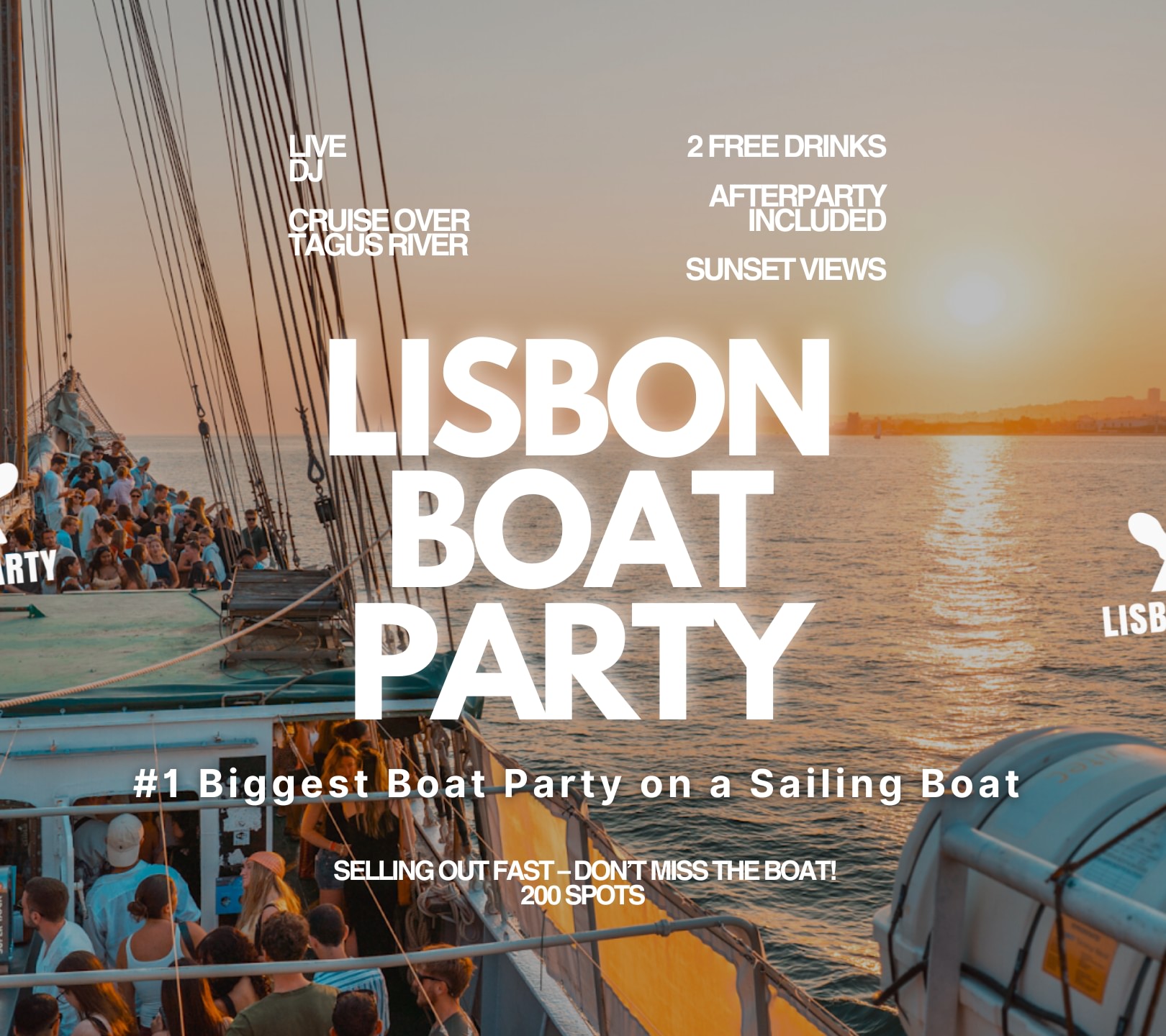 Lisbon’s #1 Sunset Boat Party with Live DJ and Night Club Entry image
