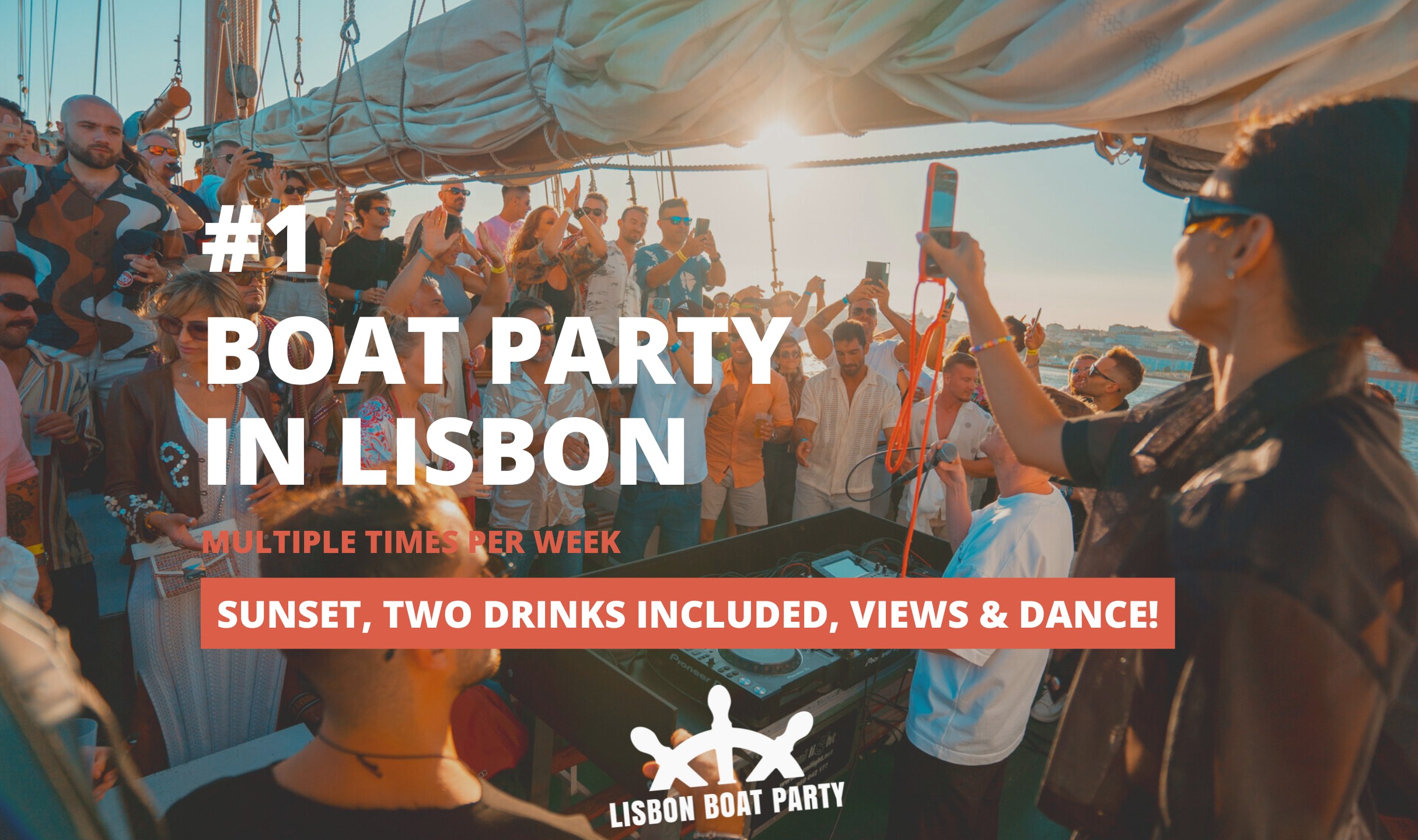 Lisbon’s #1 Sunset Boat Party with Live DJ and Night Club Entry image